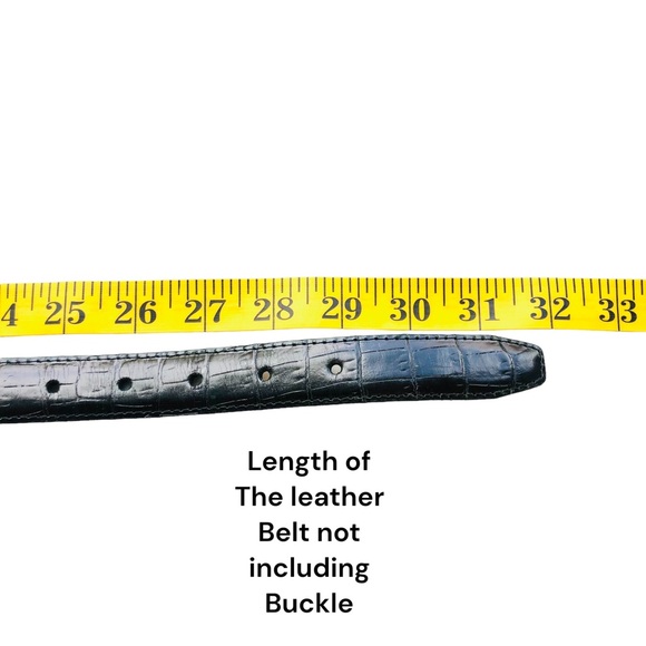 Brighton black textured leather golf belt with 3 charms and reptile skin Sz S/28 - Picture 11 of 16